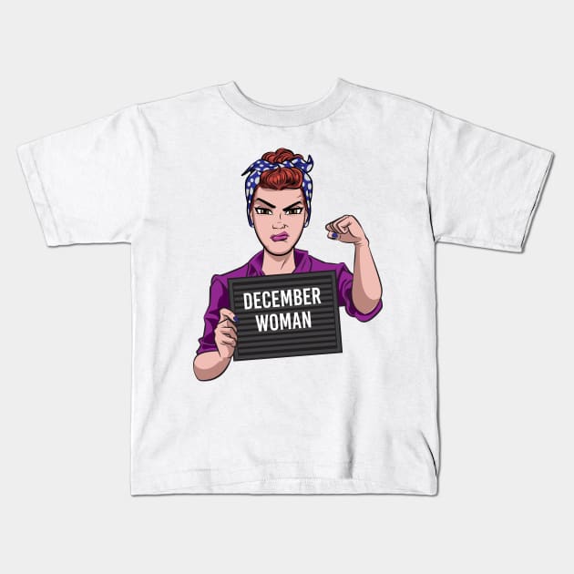 December Woman Kids T-Shirt by Surta Comigo